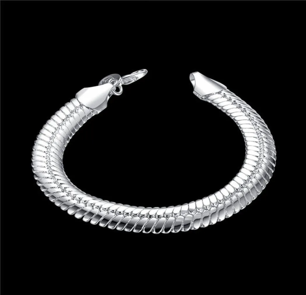 Bröllopspresent! 10m platt armband - ME 925 Silver Armband JSPB231, Beast Gift Men and Women Sterling Silver Plated Chain Link Armelets5456763