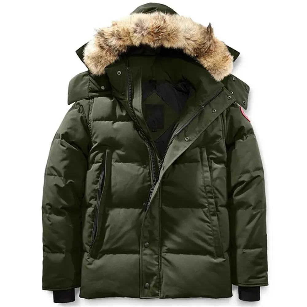 Ny stil män vinter fyrre canada ner parka homme jassen chaquetas ytterkläder varg päls huva manteau wyndham gåsjacka kappa hiver