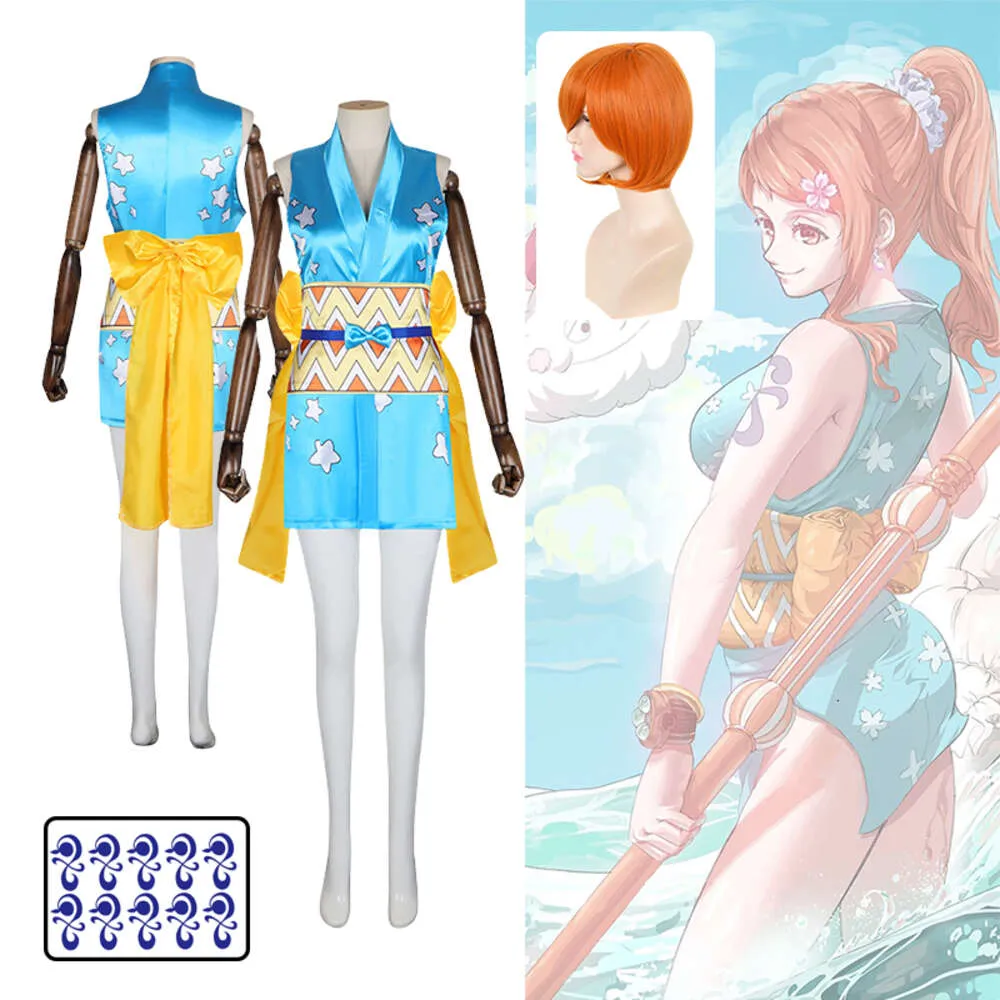 Anime Nami Cosplay kostium stroje Nami Wej Tatuaż naklejka do bez rękawów Costium Halloween dla kobiet Fancy Party Dresscosplay