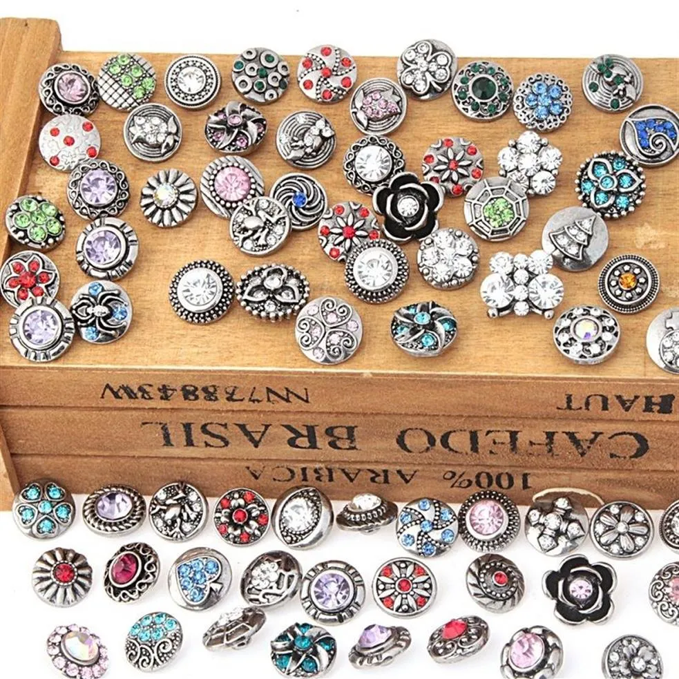 50PCS 12MM Rivca Snaps Button Rhinestone Loose Beads Mixed Style Fit For Noosa Bracelets Necklace Jewelry DIY Accessories Christma1941