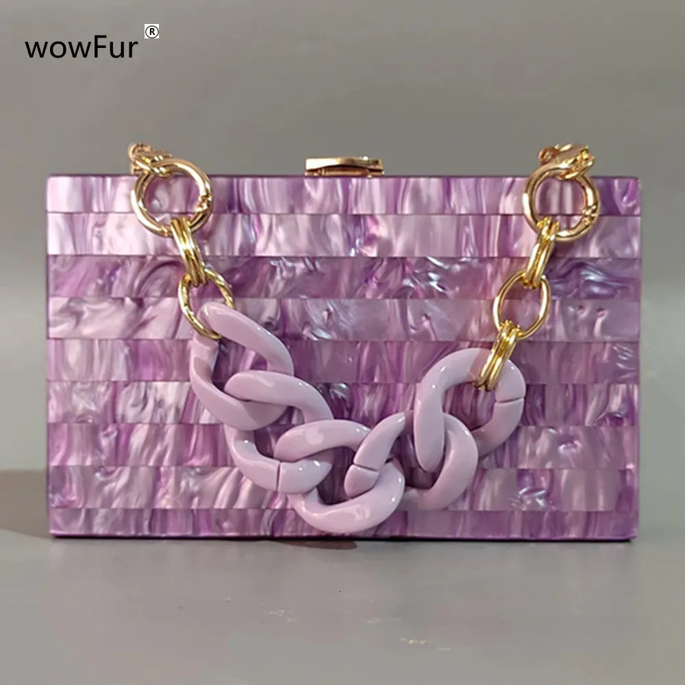 Evening Bags Elegant Pearl Purple Party Prom Cute Wedding Clutch Purse Casual Chains Handbags Brand Fashion Women Striped Acrylic Bag 231017
