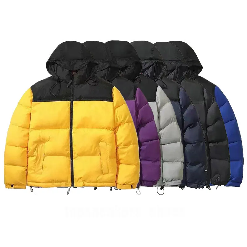 Northface Jacket 2024 Winter Down Jacket Men Puffer Jackets Huven Tjocka rockar Mens Kvinnor Par Parka Winters Coat Stand Collar Contrast Color Matching S-4XL