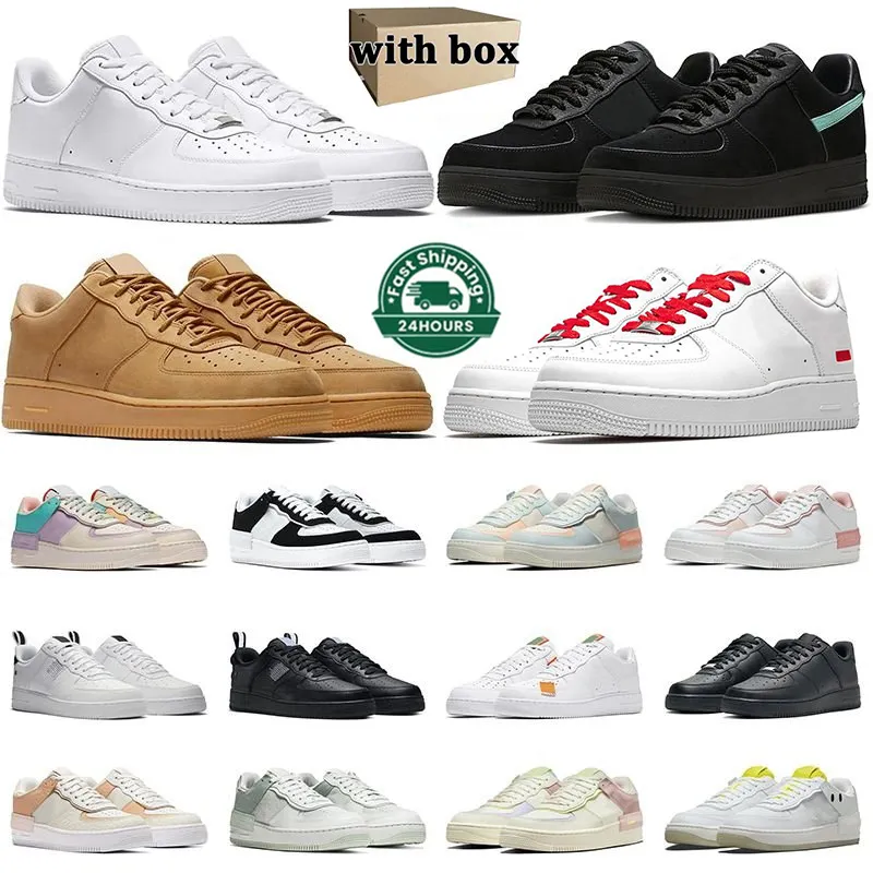 Designer AF1 One Low Casual Shoes 1 Men Women One Triple White Black Flax Total Orange Volt Mens Trainers Outdoor Platform Sneakers Storlek 36-45