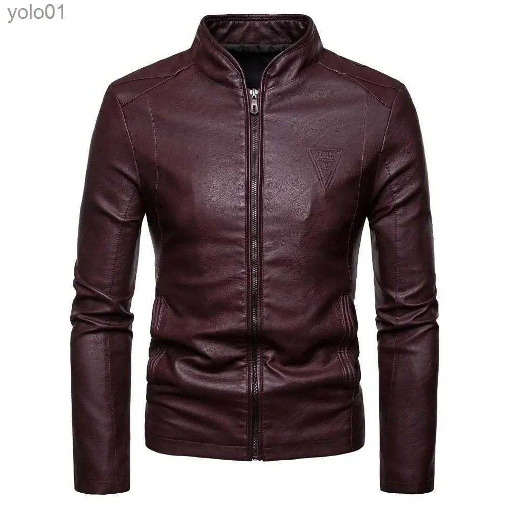 Men's Leather Faux Leather 2023 Hommes vestes en cuir automne hommes veste en cuir PU hommes à la mode nouvelles vestes minces col montant PU Leather JacketL231018