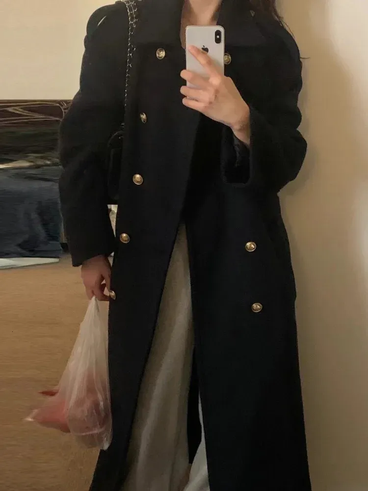 ジャケット・アウター Vintage Double Breasted Wool Long Coat Double Breasted Wool Long Overcoat – Vintage Jacket