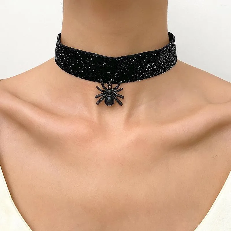 Choker gotiska mörka överdrivna svarta sammet halsband för kvinnor enkla halloween djur kassakedja trendiga party smycken endast