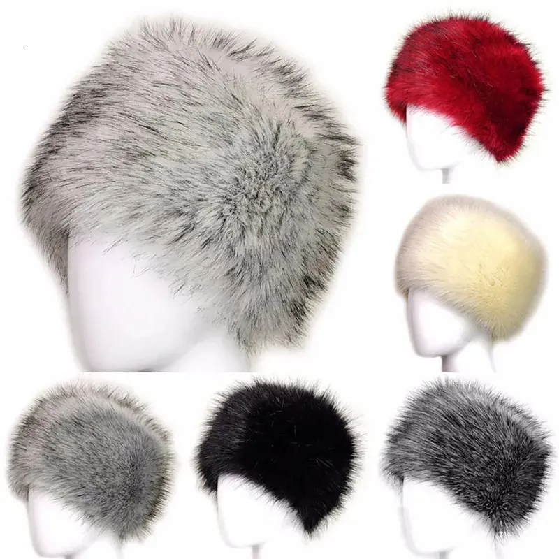 BeanieSkull Caps Falso Chapéu De Pele Mulheres Beanie Cap Moda Inverno Quente Fofo Faux Fur Feminino Chapéu Ao Ar Livre Neve Cap Chapéu Russo Bucket Cap 231017