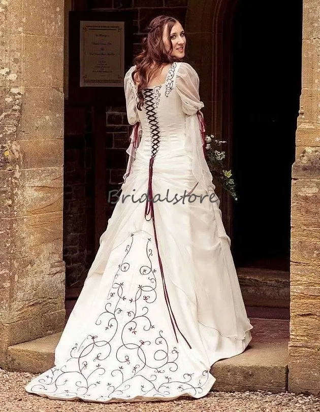 Victorian Celtic Wedding Dress Renaissance Medieval Scottish Elf Gown