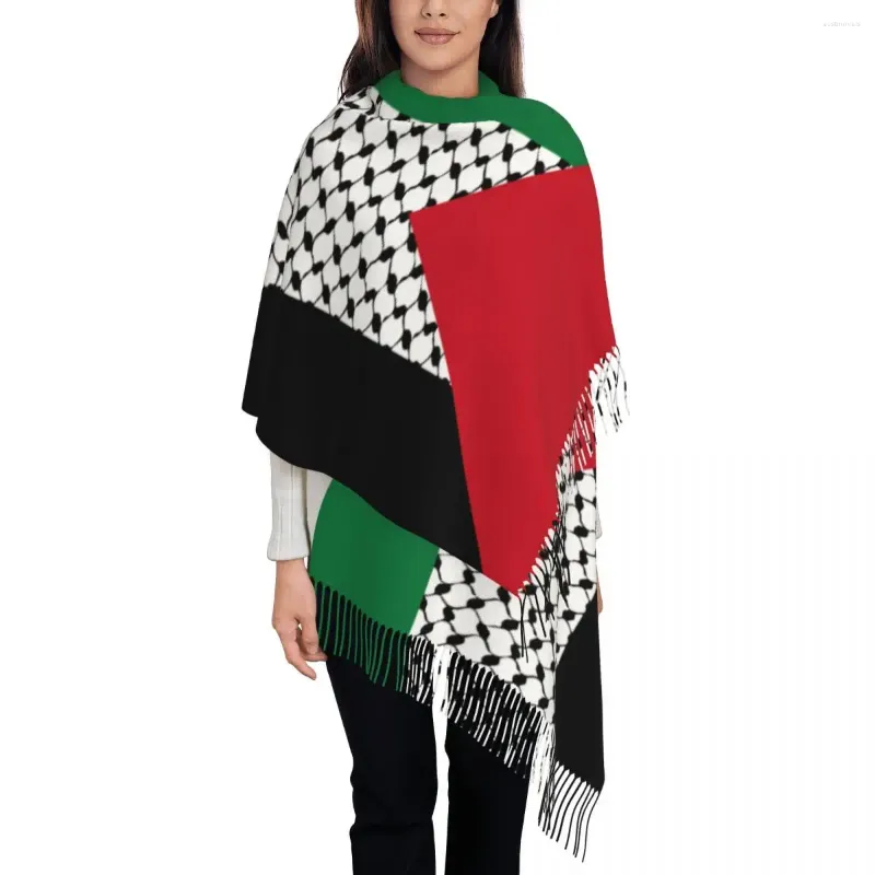 Palestine Flag Shawl For Women Soft Winter Wrap With Hatta Kufiya