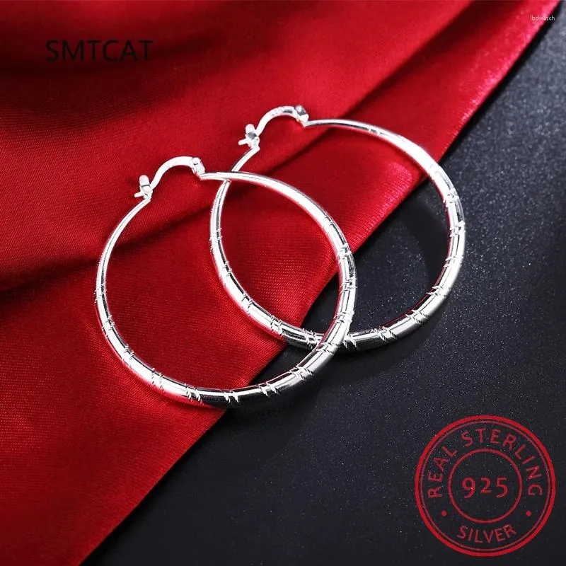 Hoop Earrings 925 Sterling Silver 30/40/50/60mm Carving Circle For Women Big Small Earring Vintage Luxury Jewelry Christmas Gift