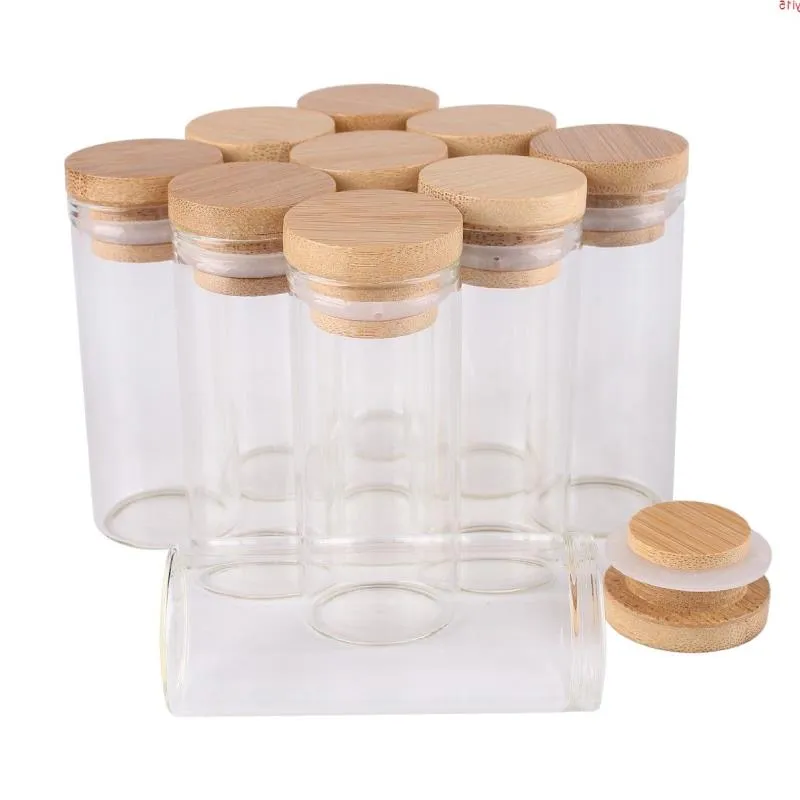 24 pièces 30 ml 30 * 70 mm tubes à essai avec bouchons en bambou bocaux en verre flacons souhaitant des boulons bouteille de souhait pour l'artisanat de mariage cadeau bonne quantité Heanq