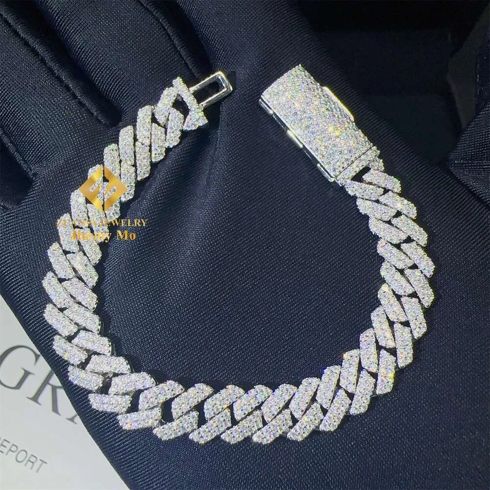 VVS1 8mm Two Rows Iced Out Cuban Link Chain For Men GRA Certificates Pass Diamond Tester