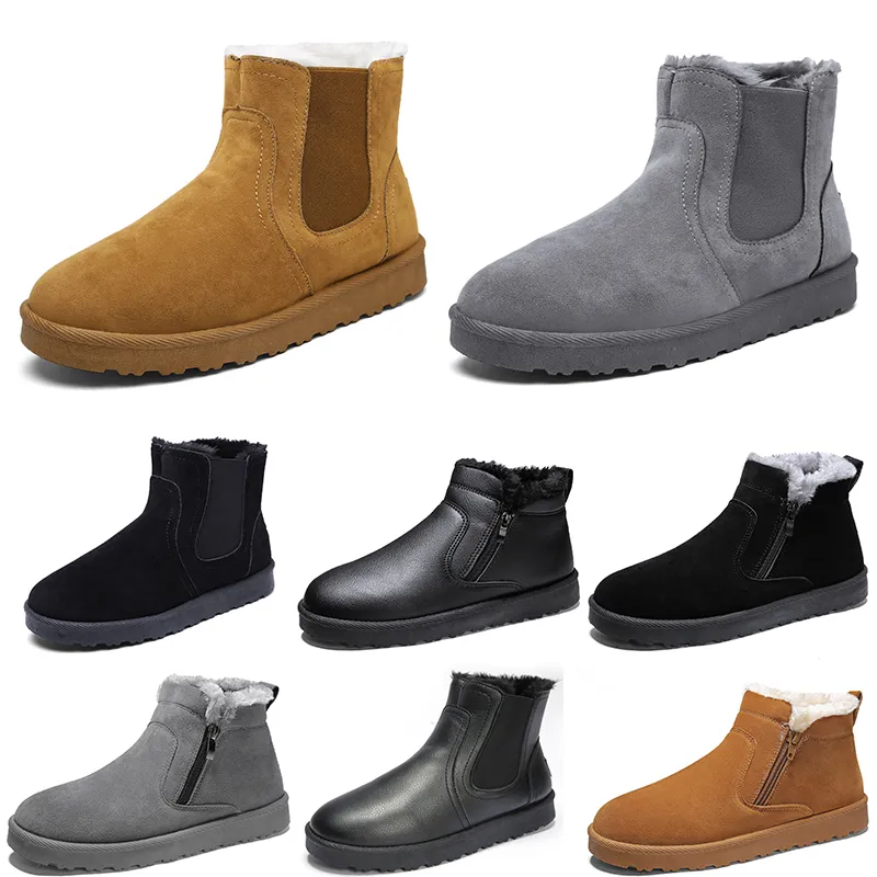 GAI GAI GAI Botas de neve sem marca de cano médio masculino e feminino sapatos marrom preto cinza couro tendência da moda ao ar livre algodão quente