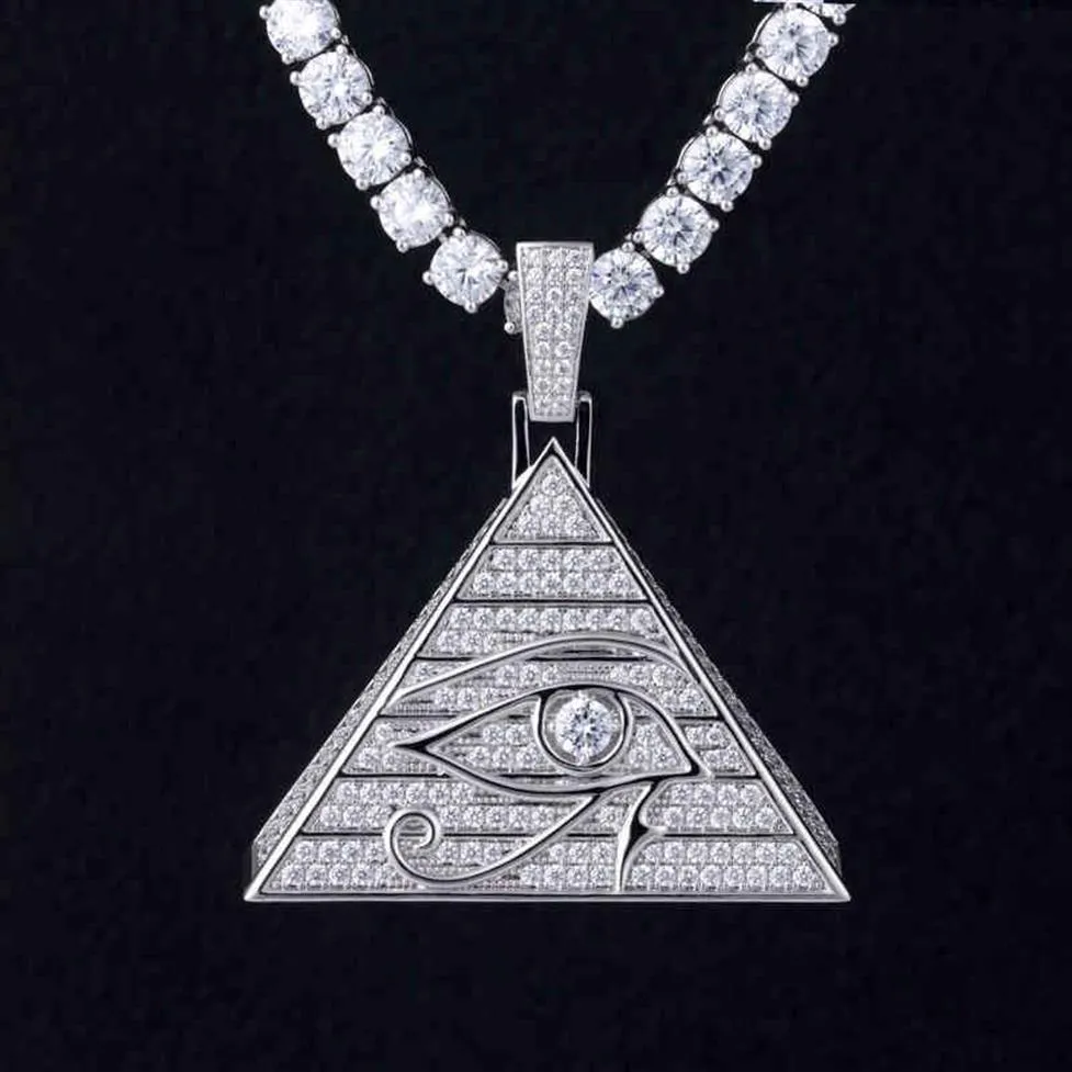 New Horus Eye Pyramid Hip Hop Necklace Pendant Egyptian Triangle Jewelry221U