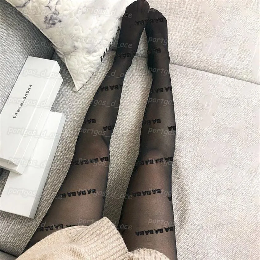 Vintage Flocado Calcetines para mujer Sexy Blanco Negro Medias finas INS Moda Street Style Leggings290u