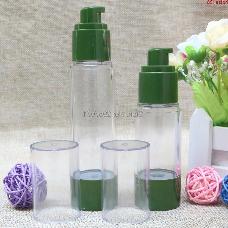 30ml 50ml pequena garrafa verde sem ar frascos cosméticos de viagem emulsão de plástico garrafas recarregáveis vazias para maquiagem líquida 100pcs / lotgoods Qbhrb