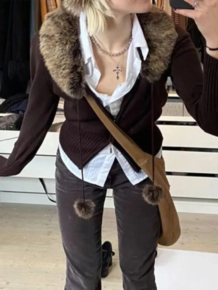 Y2K Grunge Fur Knitted Jacket With Fur Hood Double Zipper Vintage Cropped Coat, Harajuku Aesthetic Style, Cute And Chic Korean Outfit 231018 From Xingsha, $23.89 | DHgate.Com Y2K Grunge Fur Knitted Jacket With Fur Hood Double Zipper Vintage Cropped Coat, Harajuku Aesthetic Style, Cute And Chic Korean Outfit 231018 From Xingsha, $23.89 | DHgate.Com