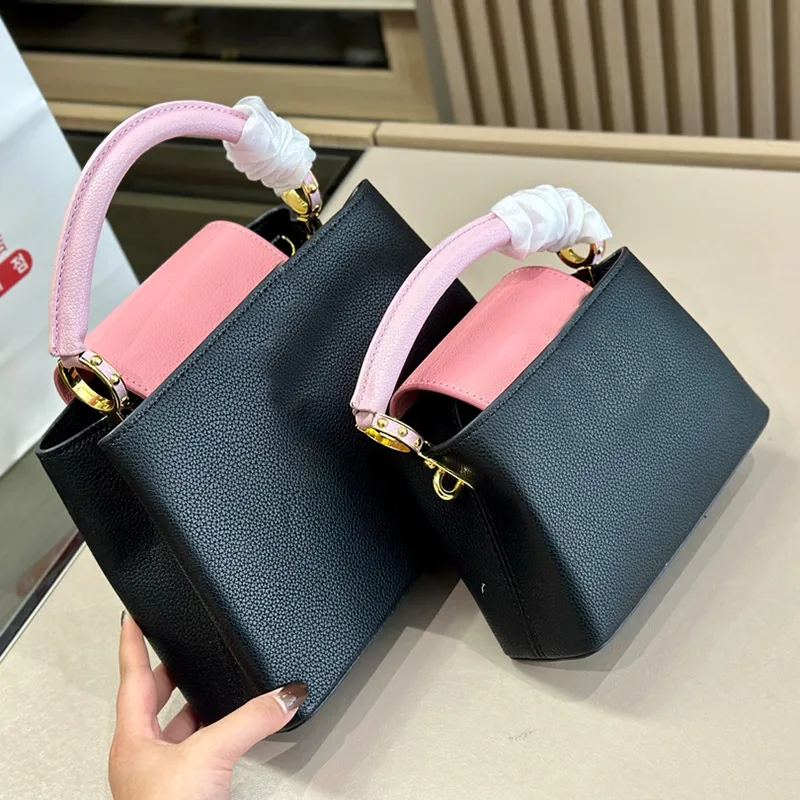 Top Luxury Women Designer Lady Bag Taurillon Classic Grace Cores Suaves Couro Real Capucine Louies Bolsa Crossbody Marca Handle Purse Wallet Bags Dois Tamanhos