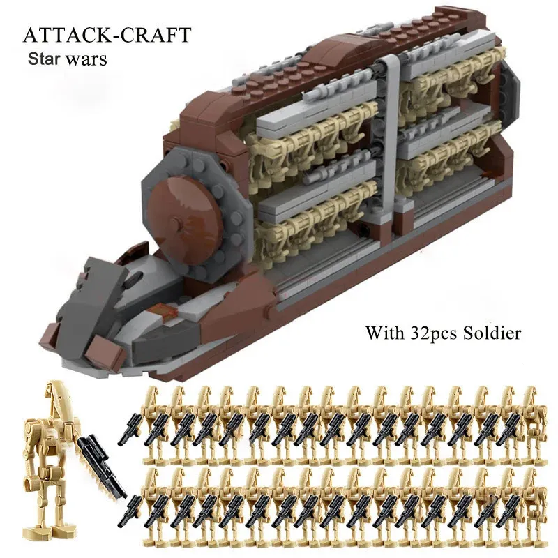 Transformationsspielzeug Roboter Star Figma Wars Droid Platoon Attack Plane Bricks mit Space Combat Transport Battleship Spielzeug Geschenk für Kinder 231018