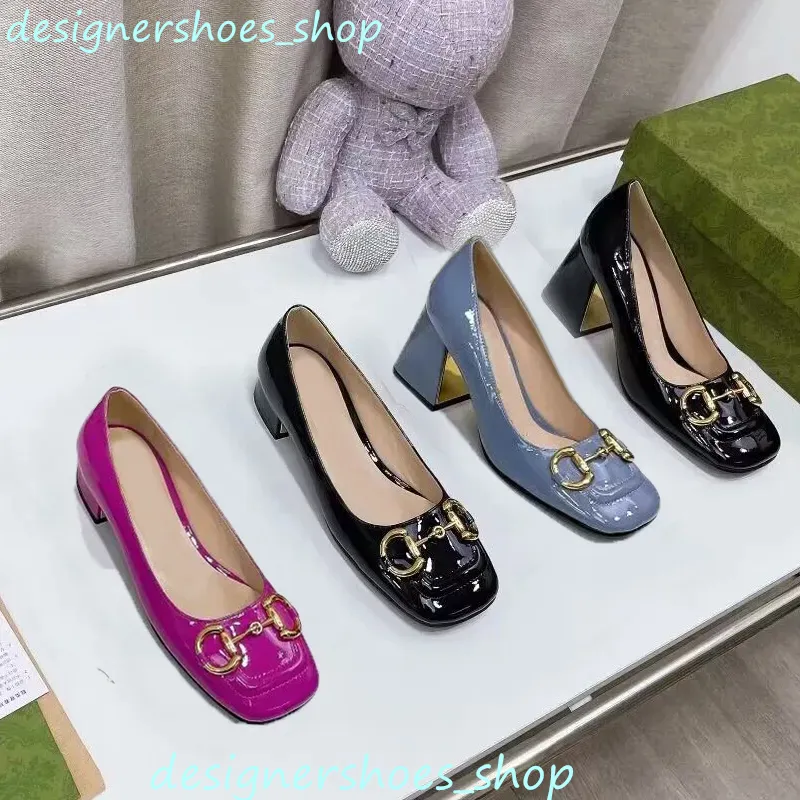 Designer Shoes Women Dress Shoes Fashion Cowhide High Heels Square