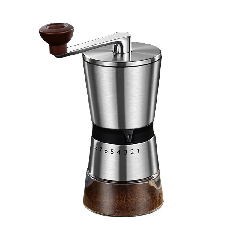 Moedores de café manuais Moedor de café manual Home Moinho de café portátil com rebarbas de cerâmica 6/8 Configurações ajustáveis Ferramentas de manivela portátil 231018