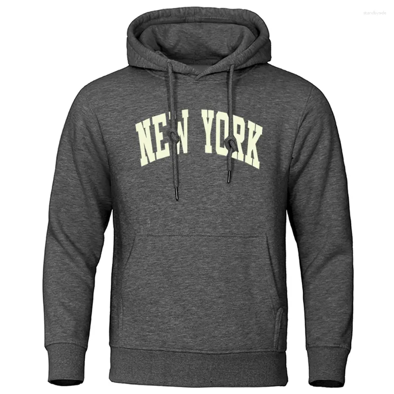 Männer Hoodies York Persönlichkeit Brief Hip Hop Herren Street Hoody Tasche Fleece Sweatshirt Crewneck Pullover Männer Kleidung