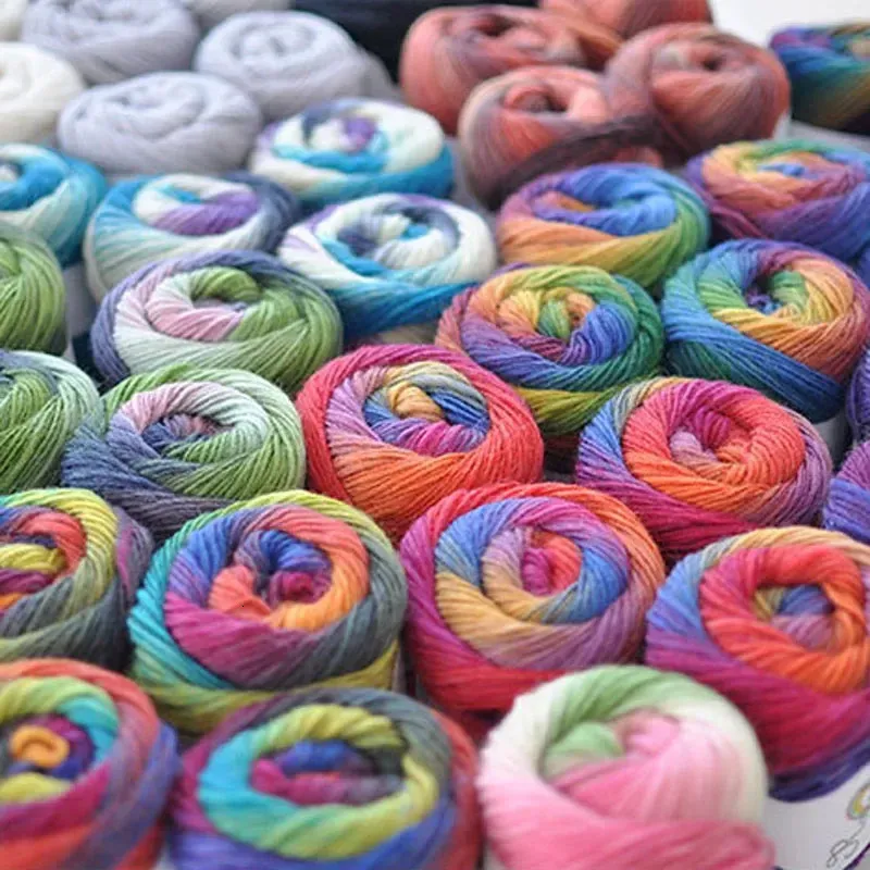 Fabric and Sewing 100 Wool Yarn for Knitting Dyed Rainbow Crochet Fancy y HandWoven Colorful Scores Cashmere Thread 8PCS 231017