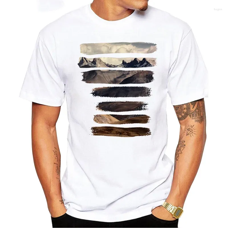 T-shirts pour hommes Arrivées 2023 Cool Mode Grunge Paysage Conception T-Shirt À Manches Courtes Haut Col En O Hipster Té