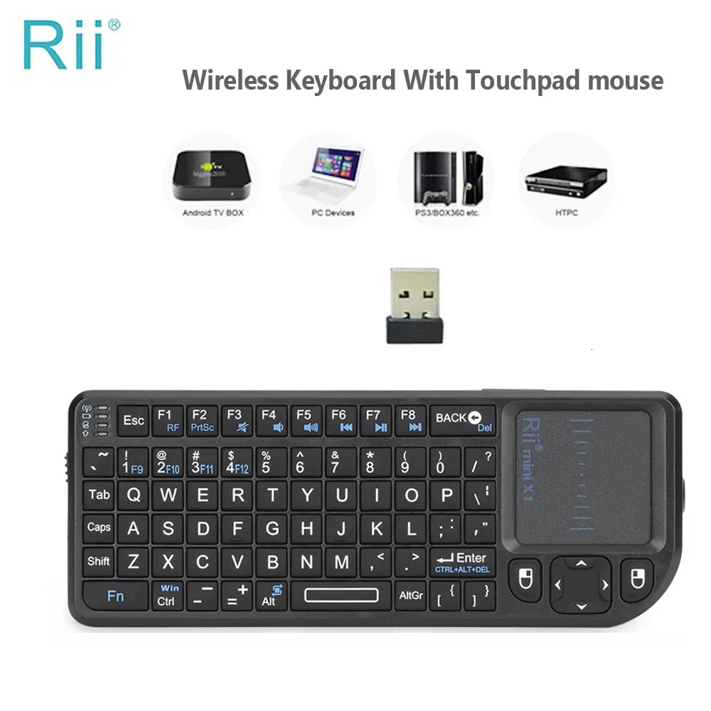 Toetsenborden Rii X1 2,4 GHz Mini Draadloos Toetsenbord EngelsESFR-toetsenborden met TouchPad voor Android TV BoxPCLaptop 231018