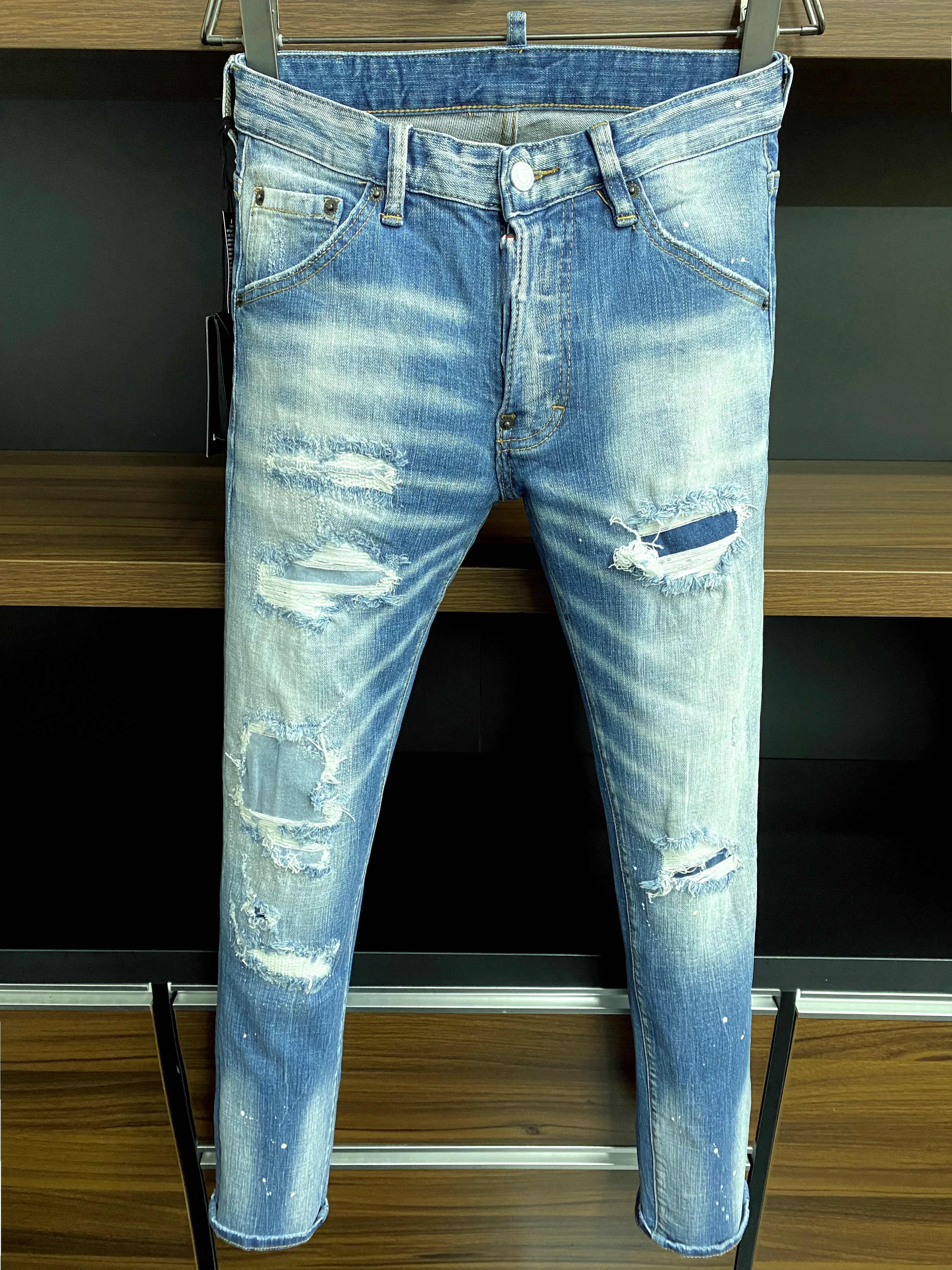 Italienische Mode, europäische und amerikanische Herren-Freizeitjeans, hochwertig gewaschen, handpoliert, qualitätsoptimiert 990502