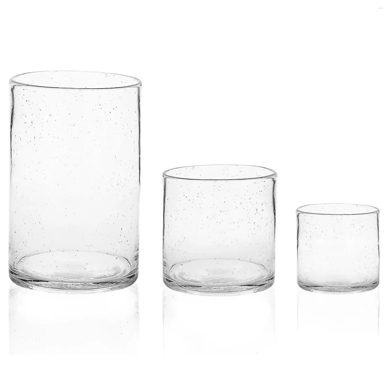 Świece uchwyty 3PCS Glass Sieci Bąbelki Nowoczesne cylinder stolik centralny Filar Wotor Flower Wazon Wystrój pokoju ślubny