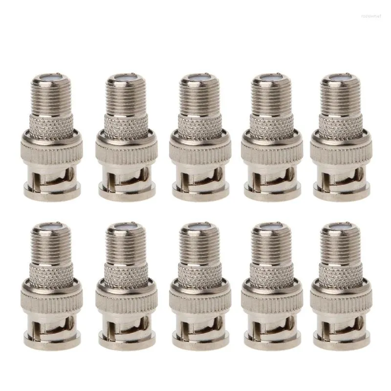 10Pcs/Set BNC Male Plug To F Female Jack Coax Connector Adapter For CCTV Camera