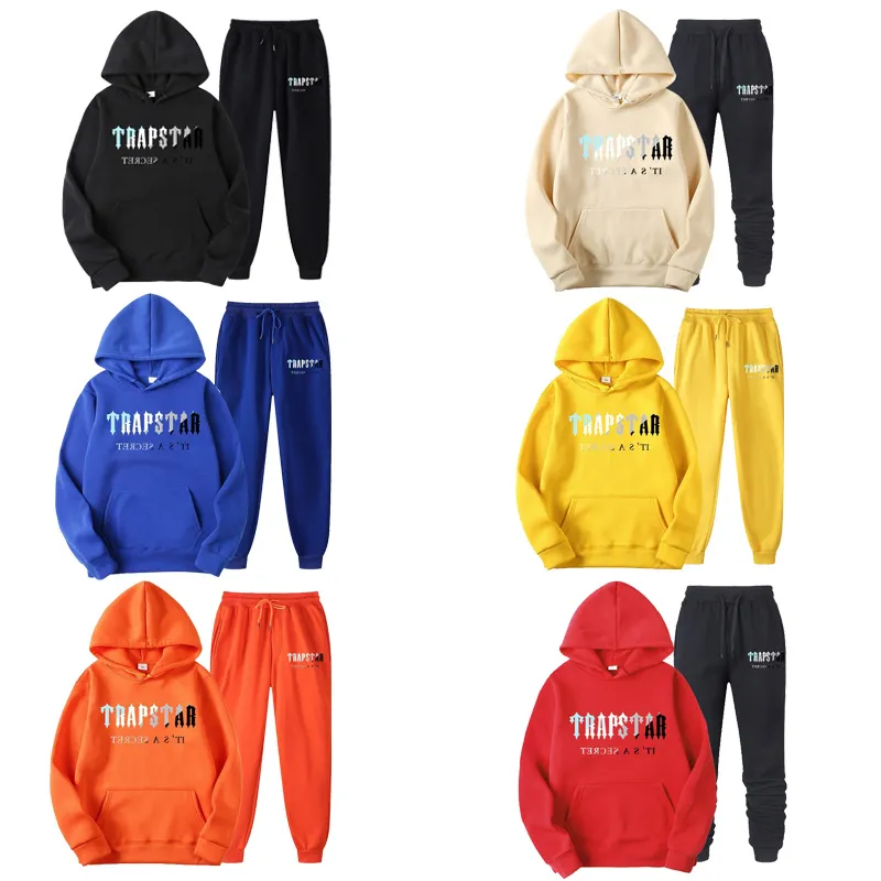 Renkli Erkek Desinger Hoodies Trapstar Hoodie Swearpants Trailsuit Womens Leisure Sports Seti Kırmızı Siyah Kaplan Kafası Sweatshirts Pantolon Takım Büyük Boy S-3XL