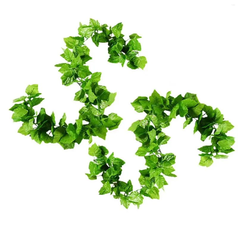 Decorative Flowers Green Artificial Hanging Vine Rattan Leaf Vagina Grass Plants Grape Leaves For Home Garden Party Wall Decoration Fake