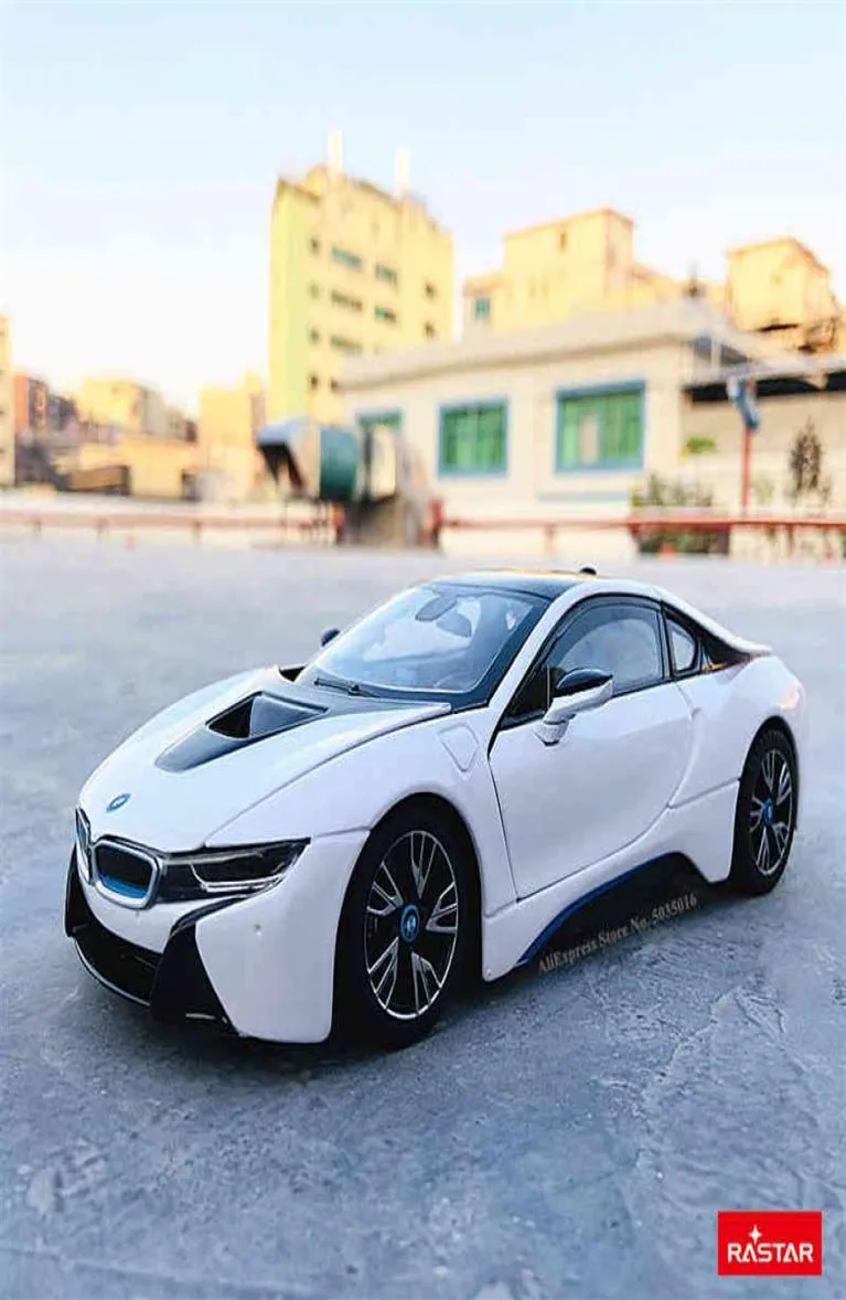 RASTAR 124 BMW I8 CONCEPT CAR Superbil Statisk simulering Diecast Alloy Model Car Toy Collection Christmas Gift Models CAR203S9621853