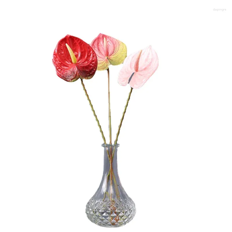 Decorative Flowers 60CM Artificial Red Palm Leaf Home Living Room Ornament Decoration Green Plant Flower Arrangement With Leaves