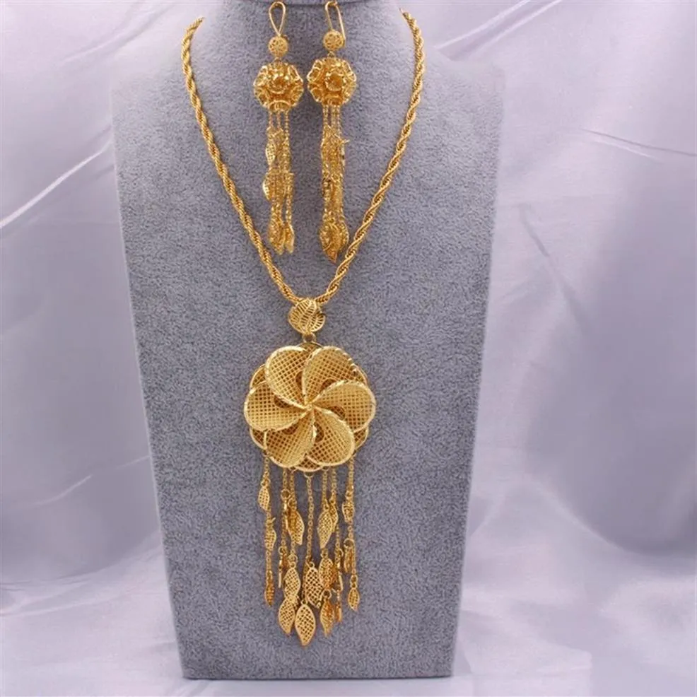 Gold Necklace Set Women Jewelry | Earring Gold Set African | Pendant  Earrings Set - Jewelry Sets - Aliexpress