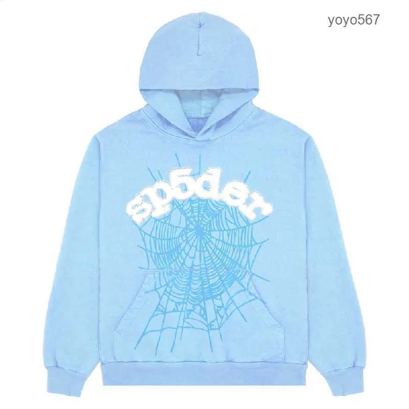 Sweatshirts Sweatshirts Herren Spider Hoodie 2023 Sky Blue Sp5der Männer Frauen 1 Hip Hop Young Thug Sp5ider Hoodies World Wide 555555 Print Pullover Spider Hoodie 87NN