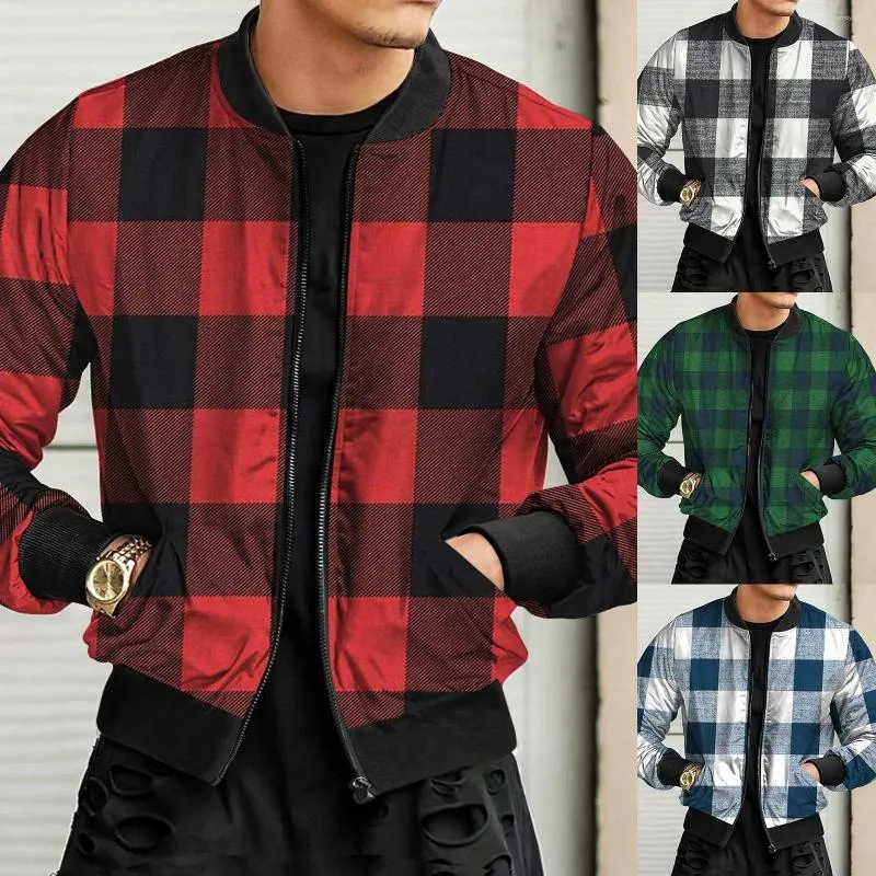 Herenjassen Winter voor heren Herfst Hoge trenchcoat Hals Heren Plaid Sport Stcollar Geweven De jas Straatrits