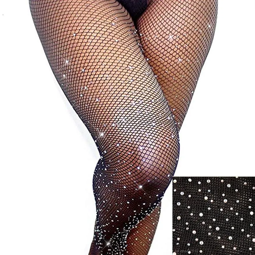 Seksi Çoraplar Şekiş Kadın Çoraplar Fishnet Pantyhose Rhinestone Glitter Şeffaf Tayt Kadınlar Kollant Femme SW065246W