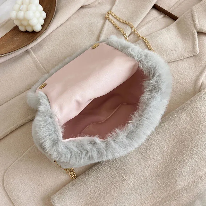 Faux fur chain bag sale