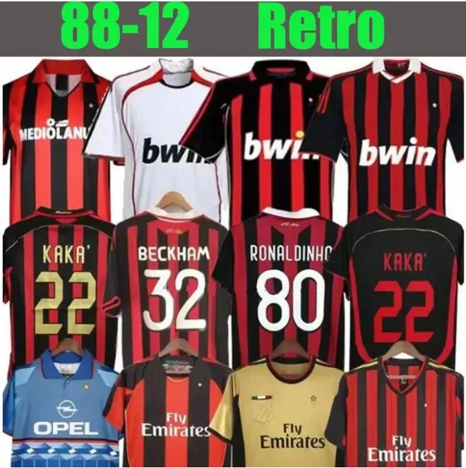 06 07レトロシャツサッカージャージ95 96 97ガリット01 02 03 12 15 2006 2009 2013 Maldini Van Basten Milan Kaka 93 94 Pirlo Ronaldinho Baggio Aec Milans Classic