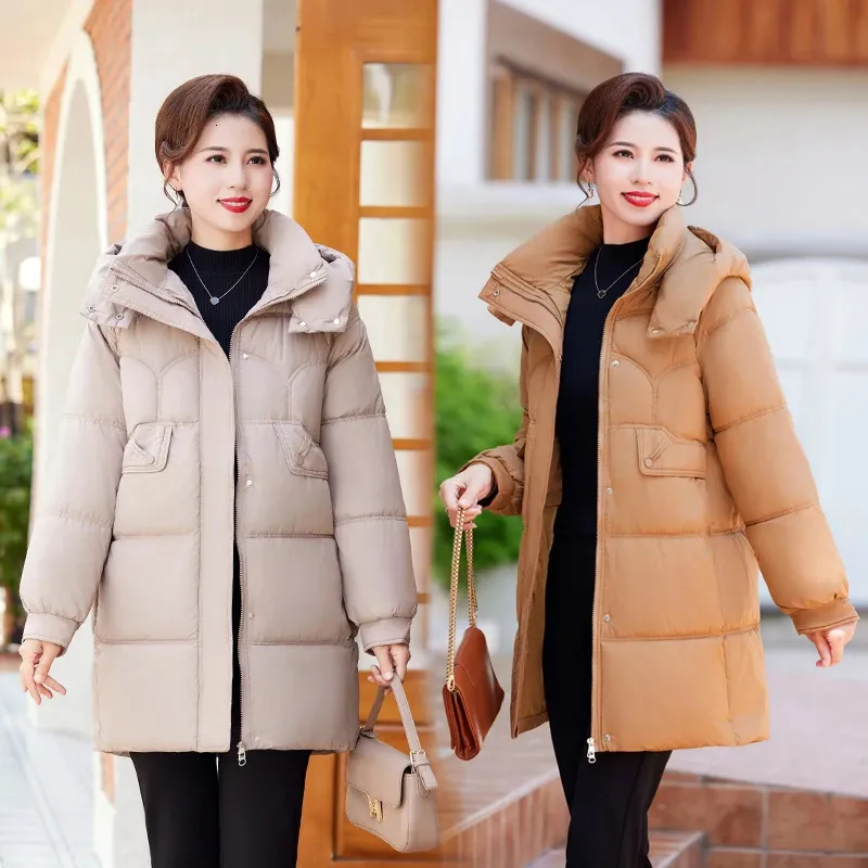 Damen Daunenparka Wintermantel Damenjacke Puffer Koreanischer Stil Lang Damen Baumwolle 231018