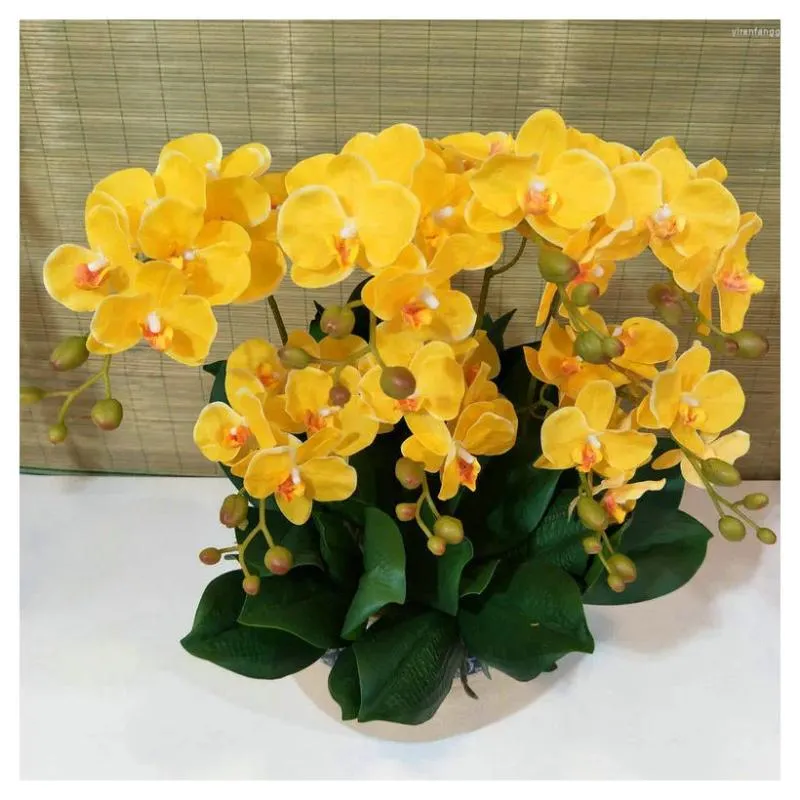 Decorative Flowers Lifelike 12 Artificial Luxury Butterfly Orchid Home Decor Garden Wedding Party Christmas Decoration 2 Branches