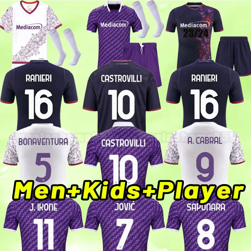 23 24 ACF Fiorentina Camisas de futebol 2023 2024 CALLEJON ERIC Florence Jersey MALCUIT VLAHOVIC Milenkovic C.Kouame CHIESA camisas de futebol masculino crianças criança adulto