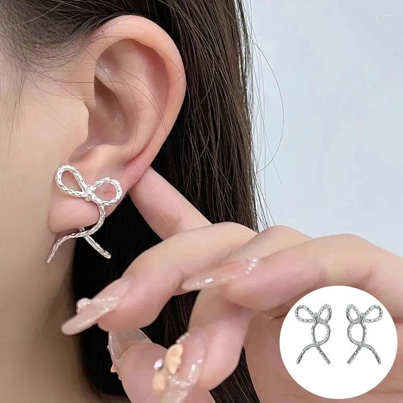 Pendientes de tuerca de Plata de Ley 925, pendiente con lazo para mujer y niña, diseño de Lava líquida Irregular, joyería, regalo de cumpleaños