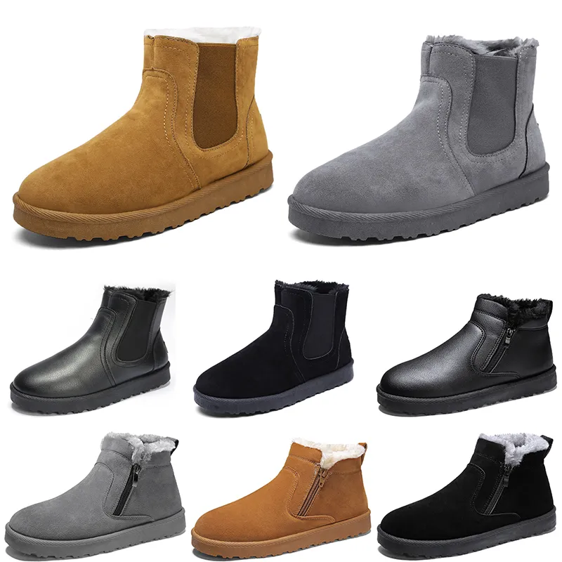 Markasız kar botları orta üst erkek kadın ayakkabı kahverengi siyah gri deri moda trend açık hava pamuk