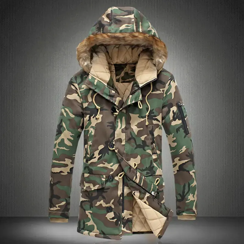 Mannen Down Parka 2023 Merk Winter Mannen Dikke Camouflage Jas Parka Jas Mannelijke Capuchon Militaire Overjas 231017