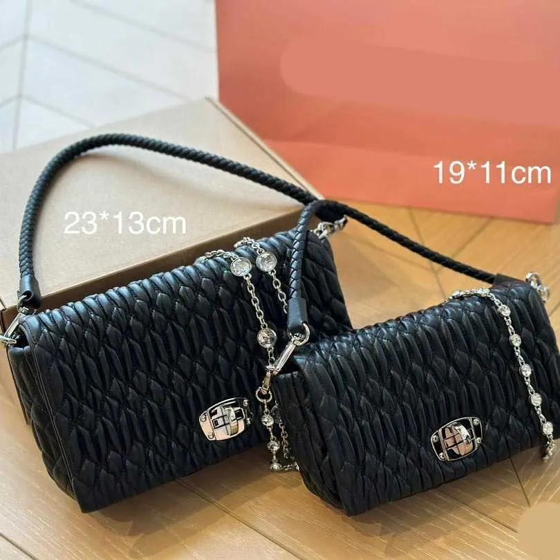 MUMU Designer Crossbody Bags Kobiet portfelowa torebka Top Qulity skórzana torebka z kryształową plisowaną skórę skórzaną małą lekką portfel sprzęgła 211021