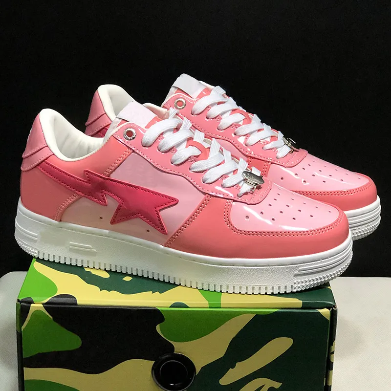 Designer låga män casual skor stjärna sk8 stas färg camo staesi combo badande rosa patent tränare läder apor gröna svarta vita kvinnor sneakers c2